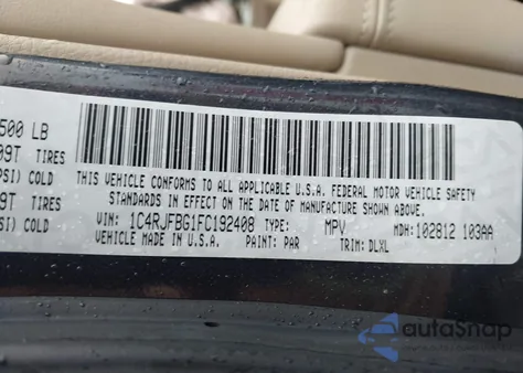 2015 Jeep Grand Cherokee Limited из США, поврежденный, VIN 1C4RJFBG1FC192408